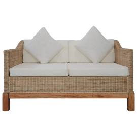 Canapea cu 2 locuri cu perne, culoare naturală, ratan, 2 image