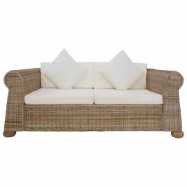 Canapea cu 2 locuri cu perne, culoare naturală, ratan, 3 image