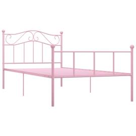 Cadru de pat, roz, 90 x 200 cm, metal, 2 image