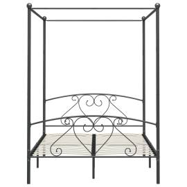 Cadru de pat cu baldachin, gri, 160 x 200 cm, metal, 3 image