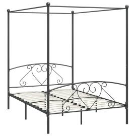Cadru de pat cu baldachin, gri, 160 x 200 cm, metal, 2 image