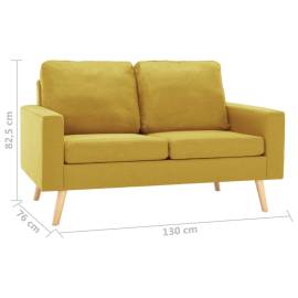 Canapea cu 2 locuri, galben, material textil, 7 image