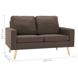 Canapea cu 2 locuri, maro, material textil, 7 image