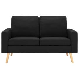 Canapea cu 2 locuri, negru, material textil, 3 image