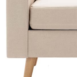 Canapea cu 3 locuri și taburet, crem, material textil, 6 image