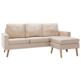 Canapea cu 3 locuri și taburet, crem, material textil, 2 image