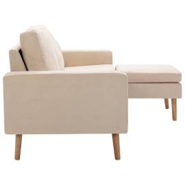 Canapea cu 3 locuri și taburet, crem, material textil, 4 image
