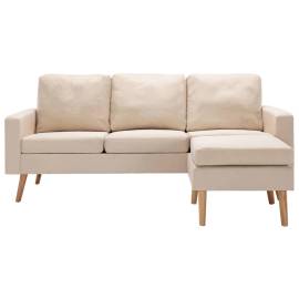 Canapea cu 3 locuri și taburet, crem, material textil, 3 image