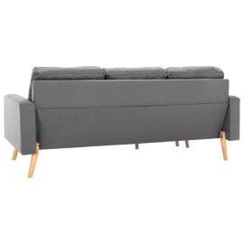 Canapea cu 3 locuri și taburet, gri deschis, material textil, 5 image