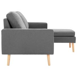 Canapea cu 3 locuri și taburet, gri deschis, material textil, 4 image