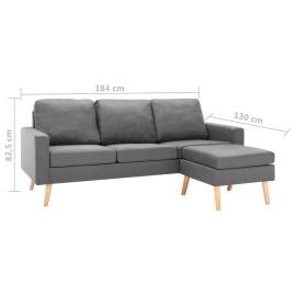 Canapea cu 3 locuri și taburet, gri deschis, material textil, 7 image