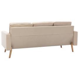Canapea cu 3 locuri, crem, material textil, 5 image