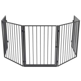 Gard de protecție din oțel pentru șemineu, negru, 3 image