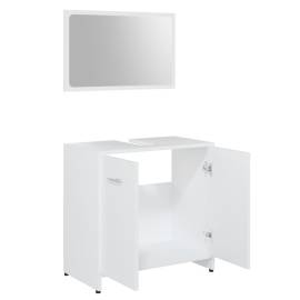 Set mobilier de baie, 3 piese, alb, pal, 7 image