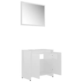 Set mobilier de baie, 3 piese, alb extralucios, pal, 10 image