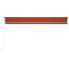 Copertină automată senzor vânt/led, portocaliu/maro, 500x300 cm, 4 image