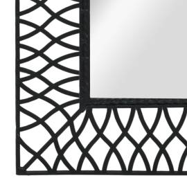 Oglindă de perete de grădină, negru, 50 x 80 cm, arcuită, 4 image