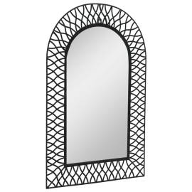 Oglindă de perete de grădină, negru, 50 x 80 cm, arcuită, 2 image