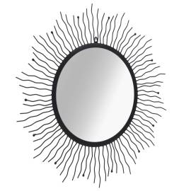 Oglindă de perete de grădină, negru, 80 cm, raze de soare, 2 image