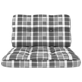 Perne canapea din paleți, 2 buc., gri, model carouri, 3 image
