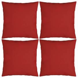 Perne decorative, 4 buc., roșu, 60 x 60 cm, material textil