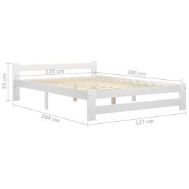 Cadru de pat, alb, 120 x 200 cm, lemn masiv de pin, 6 image