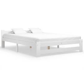 Cadru de pat, alb, 140 x 200 cm, lemn masiv de pin