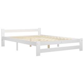Cadru de pat, alb, 140 x 200 cm, lemn masiv de pin, 2 image