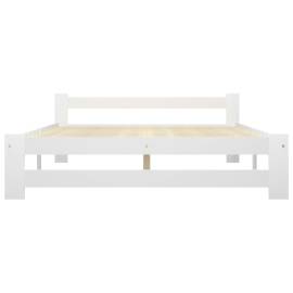 Cadru de pat, alb, 160 x 200 cm, lemn masiv de pin, 3 image