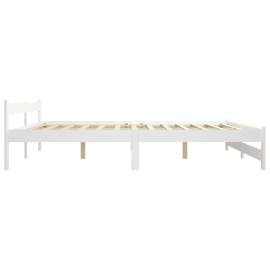 Cadru de pat, alb, 200 x 200 cm, lemn masiv de pin, 4 image