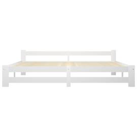 Cadru de pat, alb, 200 x 200 cm, lemn masiv de pin, 3 image