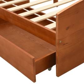 Cadru de pat cu 2 sertare, maro miere, 90x200 cm lemn masiv pin, 5 image