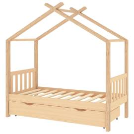 Cadru pat de copii, cu un sertar, 80x160 cm, lemn masiv de pin, 2 image