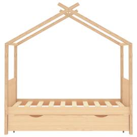 Cadru pat de copii, cu un sertar, 80x160 cm, lemn masiv de pin, 3 image
