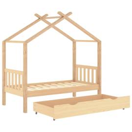 Cadru pat de copii, cu un sertar, 80x160 cm, lemn masiv de pin, 5 image