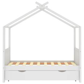 Cadru pat de copii cu un sertar, alb, 80x160 cm, lemn masiv pin, 3 image