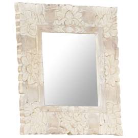 Oglindă albă 50x50 cm, lemn masiv de mango, 2 image