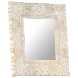 Oglindă albă 50x50 cm, lemn masiv de mango, 10 image