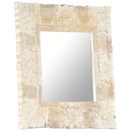 Oglindă albă 50x50 cm, lemn masiv de mango, 7 image