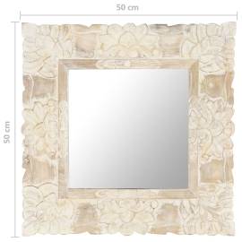 Oglindă albă 50x50 cm, lemn masiv de mango, 6 image