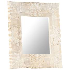 Oglindă albă 50x50 cm, lemn masiv de mango, 9 image