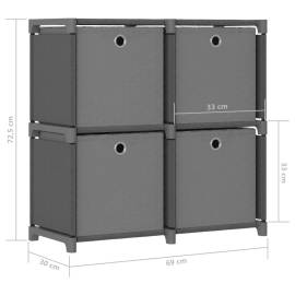 Raft 4 cuburi cu cutii, gri, 69x30x72,5 cm, material textil, 9 image