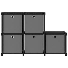 Raft 5 cuburi cu cutii, negru, 103x30x72,5 cm, material textil, 2 image