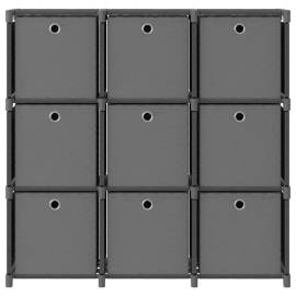 Raft 9 cuburi cu cutii, gri, 103x30x107,5 cm, material textil, 3 image