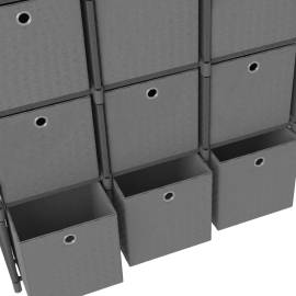 Raft 9 cuburi cu cutii, gri, 103x30x107,5 cm, material textil, 7 image
