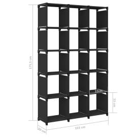 Raft expunere, 15 cuburi, negru, 103x30x175,5 cm, textil, 8 image