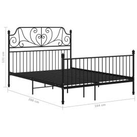 Cadru de pat, negru, 160x200 cm, metal, 6 image