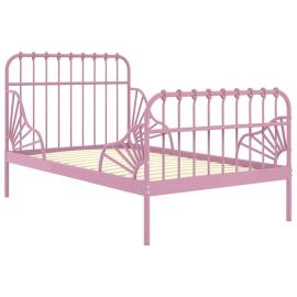 Cadru de pat extensibil, roz, metal, 80x130/200 cm, 2 image