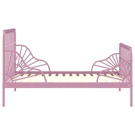 Cadru de pat extensibil, roz, metal, 80x130/200 cm, 3 image