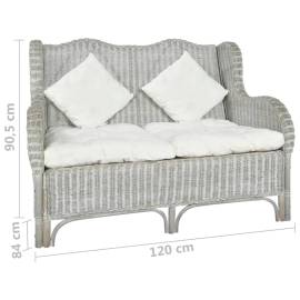 Canapea cu 2 locuri, gri, ratan natural și in, 6 image